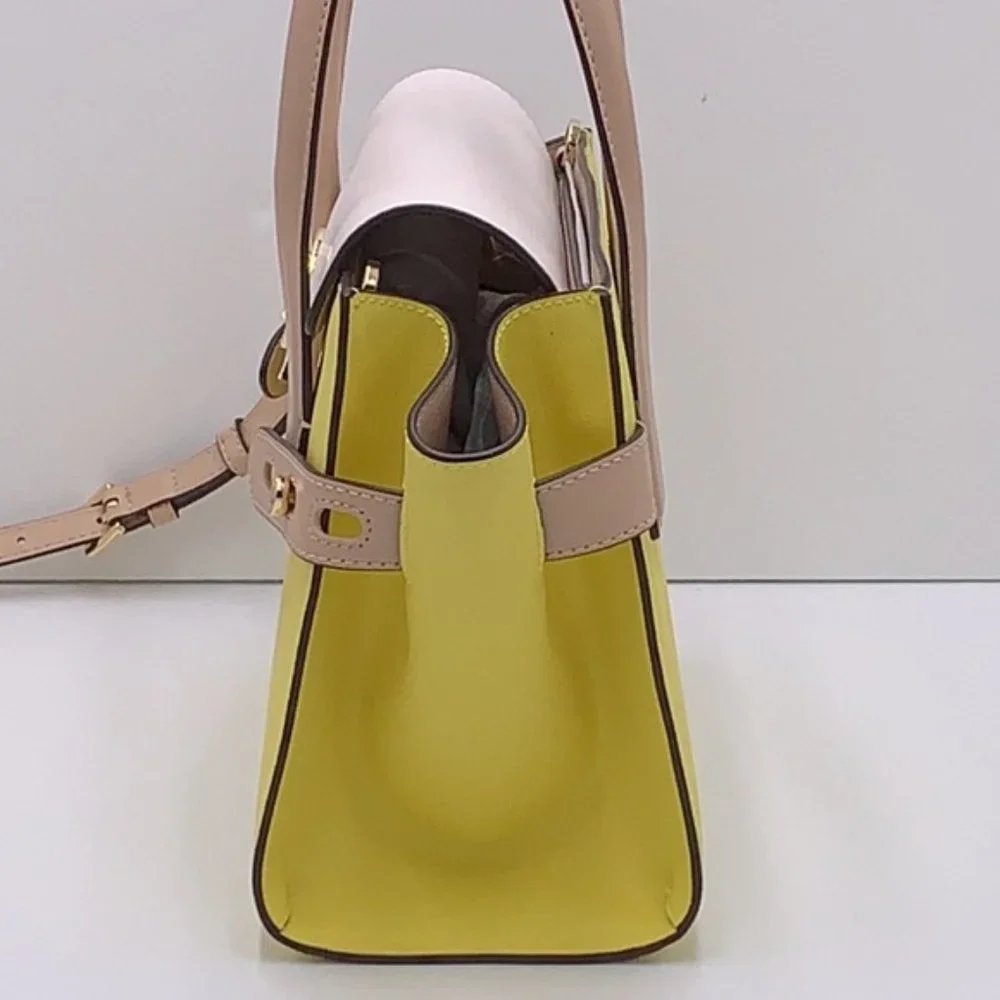 Michael Kors Carmen Medium Colorblock Faux Saffiano Leather Belted Satchel - Picture 13 of 16